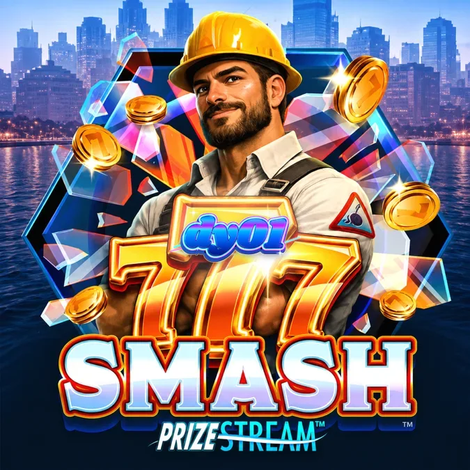 Tampilan antarmuka slot 777 Smash dengan tema situs konstruksi